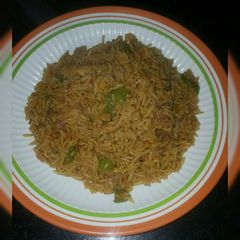 A picture of Brown jollof rice.