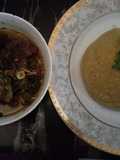 Goatmeat peppersoup with garri