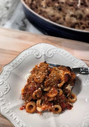 A picture of Oven Baked Anelletti - take the pasta and leave the gun.