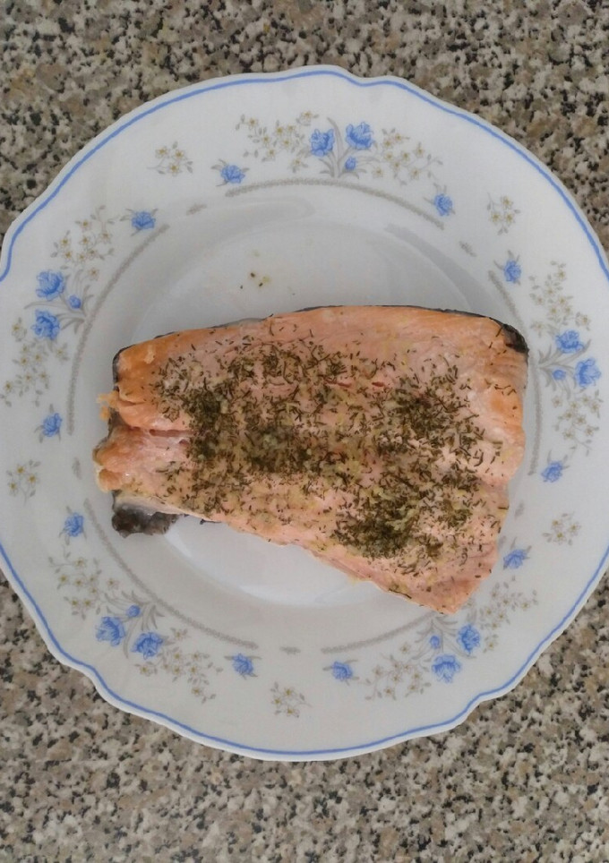 Una foto de Salmón al microondas