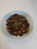 Riso Venere con crema di zucca e speck