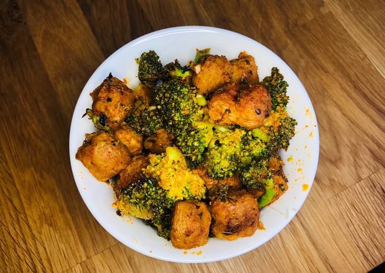 Soya chunks/ nuggets and broccoli fry