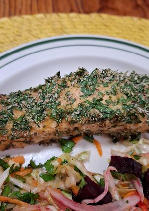 Una foto de Filete de salmón al perejil