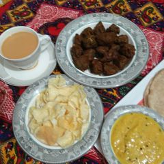 Milky Tea with breakfast platter 😃😃 A picture of Milky Tea with breakfast platter 😃😃.