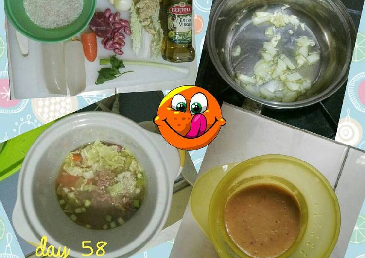 Bubur sop Kacang Merah Daging sapi (MPASI) slow cooker
