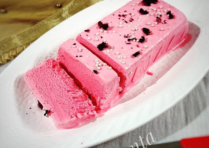 Rose ice cream recipe, homemade ice cream - Raks Kitchen