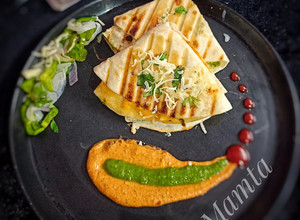 A picture of Tandoori paneer tikka grilled tortilla wrap.