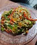 Wok de verduras con arroz