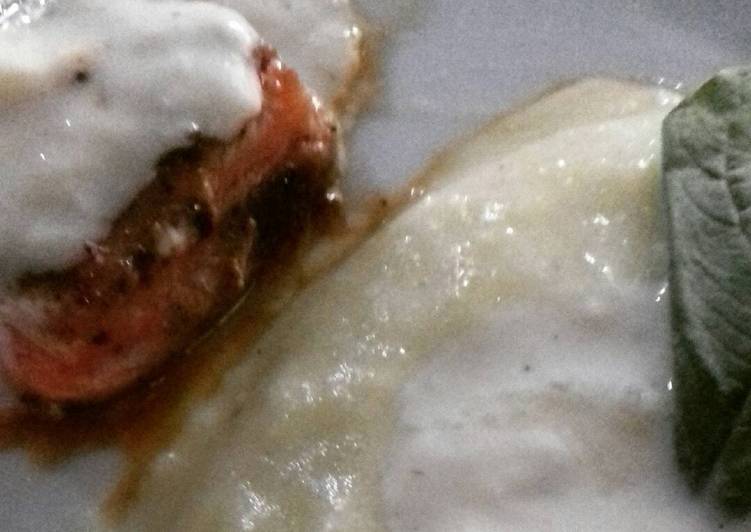 Grill Salmon n Mashed Potato with cream cheese sauce (simple)