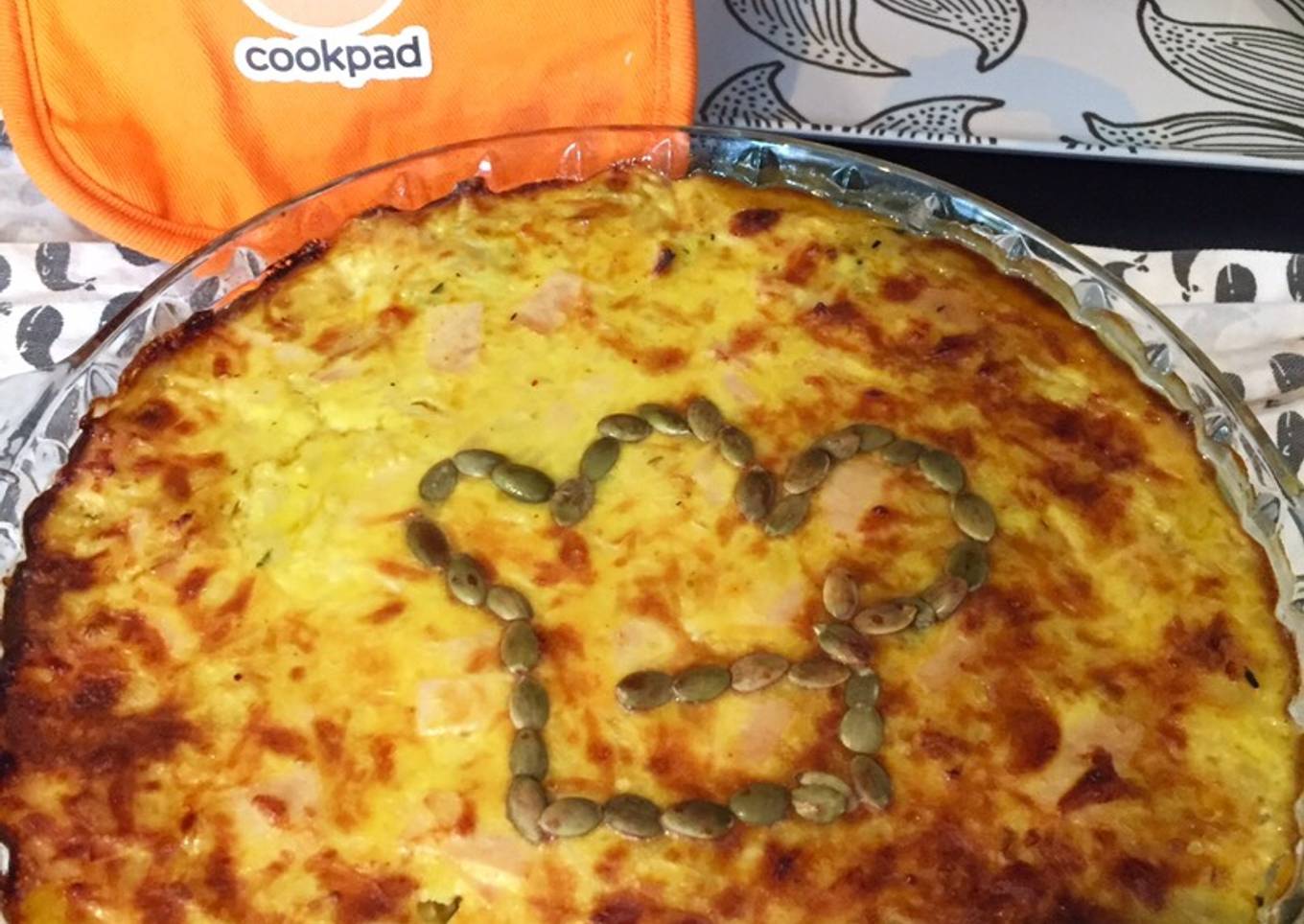 Gratin courge, courgettes oignons caramélisés & jambon