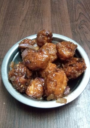 A picture of Gobi Manchurian recipe homemade.