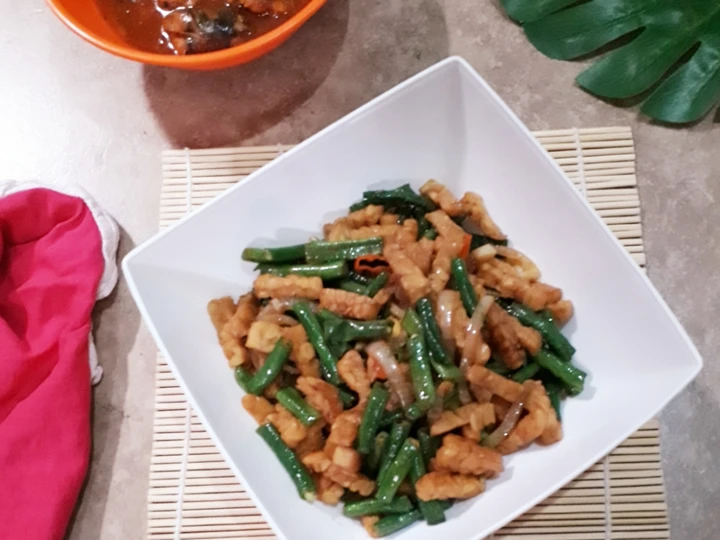 Cara Mudah Menyiapkan Resep Cah kacang panjang dengan tempe yang Lezat Sekali Anti Ribet, Lezat