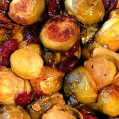 A picture of Vickys Orange & Cranberry Brussel Sprouts, GF DF EF SF NF.