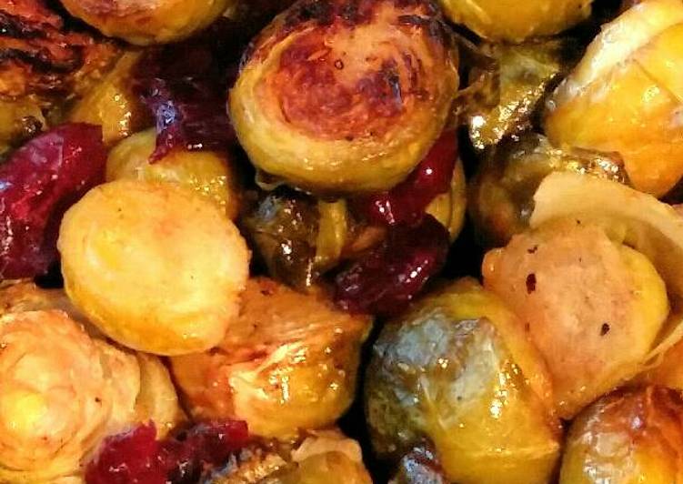 Recipe of Super Quick Homemade Vickys Orange &amp; Cranberry Brussel Sprouts, GF DF EF SF NF