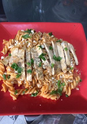 Una foto de Pasta con pechuga de pollo