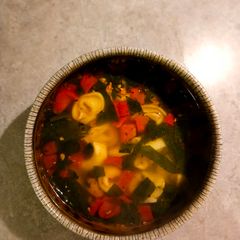 A picture of Spicy Sausage and Cheese Tortellini Soup.