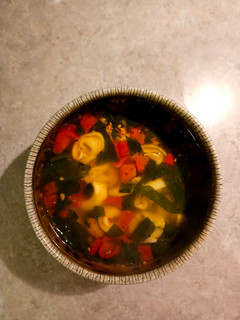A picture of Spicy Sausage and Cheese Tortellini Soup.