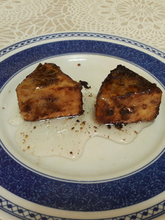 Una foto de Postre de queso frito sin gluten y vegano🧀