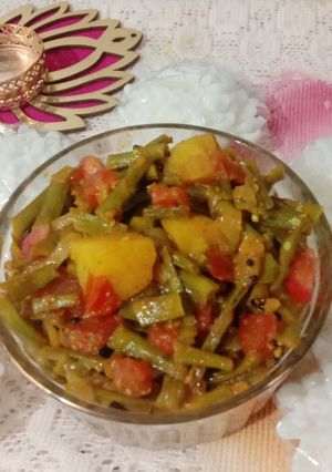 A picture of Gawar(cluster beans) ki sabji.
