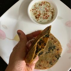 A picture of Methi Stuffed Wheat Bran Flour Paratha.
