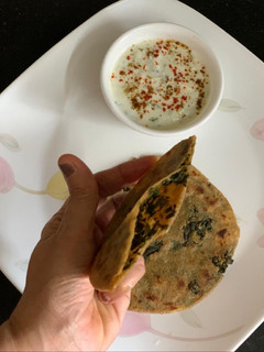 A picture of Methi Stuffed Wheat Bran Flour Paratha.