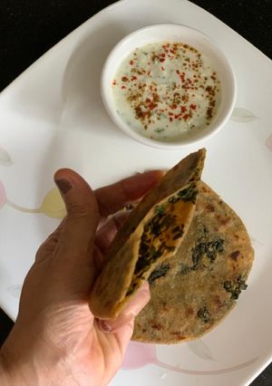 A picture of Methi Stuffed Wheat Bran Flour Paratha.