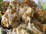 Pasta rellena con salsa de calabaza