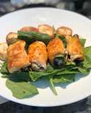 Ức gà cuộn lá lốt nướng Air fryer-Eatclean