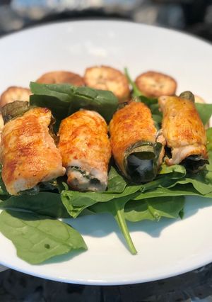 Hình của món Ức gà cuộn lá lốt nướng Air fryer-Eatclean.