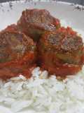 Albóndigas de berenjena con salsa filetto