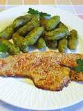 Filete de pechuga de pavo con noquis verdes
