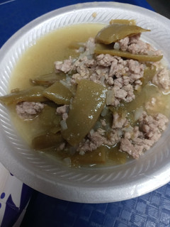 A picture of Ground Pork and Pole Beans.