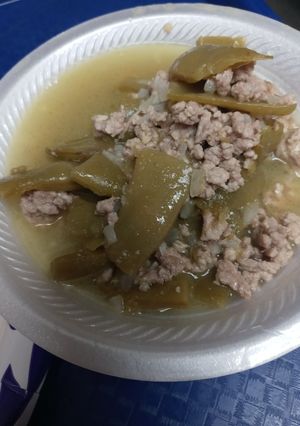 A picture of Ground Pork and Pole Beans.
