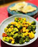 Curry de garbanzos y brócoli 🥦 con bacalao a la plancha y ajo aceite