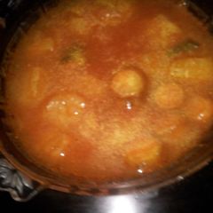 Karela aloo in gravy A picture of Karela aloo in gravy.