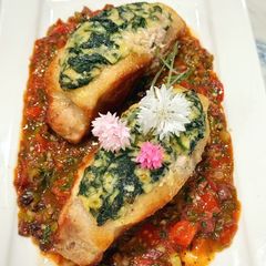 A picture of Spinach Stuffed Pork Loin Chops.