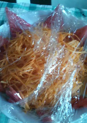 A picture of Carrot salad with watermelon.