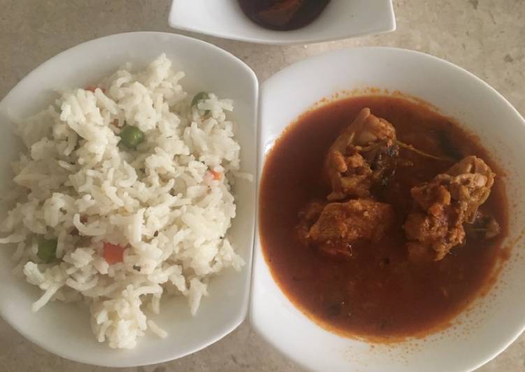 Veggie rice & easy chicken curry