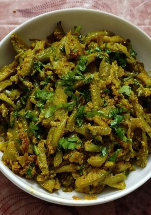 A picture of Tindora sabji with peanut and sesame massala.