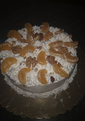 صورة لوصفة كيكة بالجوز والماندرين