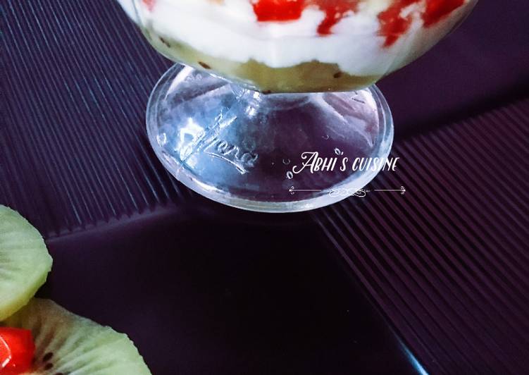 Kiwi pomegranate milk pudding