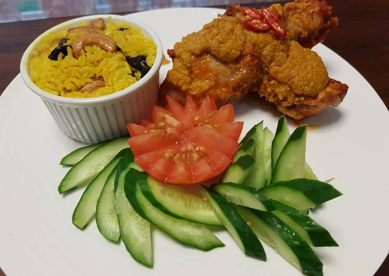 Resepi Nyonya Chicken Rendang with Briyani Rice yang Menggugah Selera dan Mudah