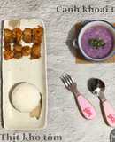 Thịt kho tôm-canh khoai tím-ăn dặm