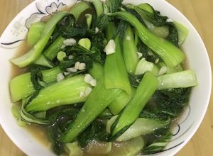 Hình của món Cải chip (cải thìa) xào tỏi.