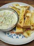 Cream Soup with Garlic Bread