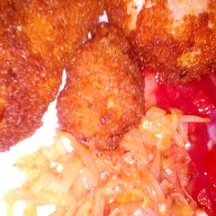 A picture of Marinated chicken with tomato sauce.