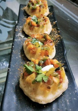 A picture of Donut Stuffed Vegetable Idli.