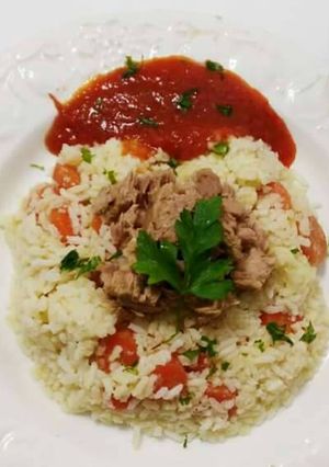 Foto principal de Arroz blanco con zanahoria y atún en thermomix