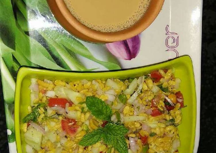 Masala chai with moong daal chat