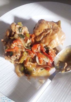 A picture of Chicken and vegetables stew.